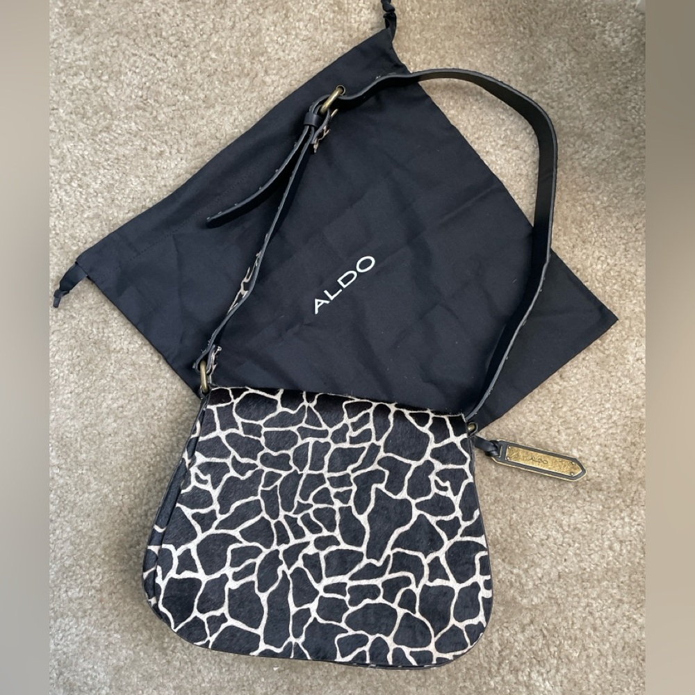 Cowhide Leather Giraffe Print Satchel Bag